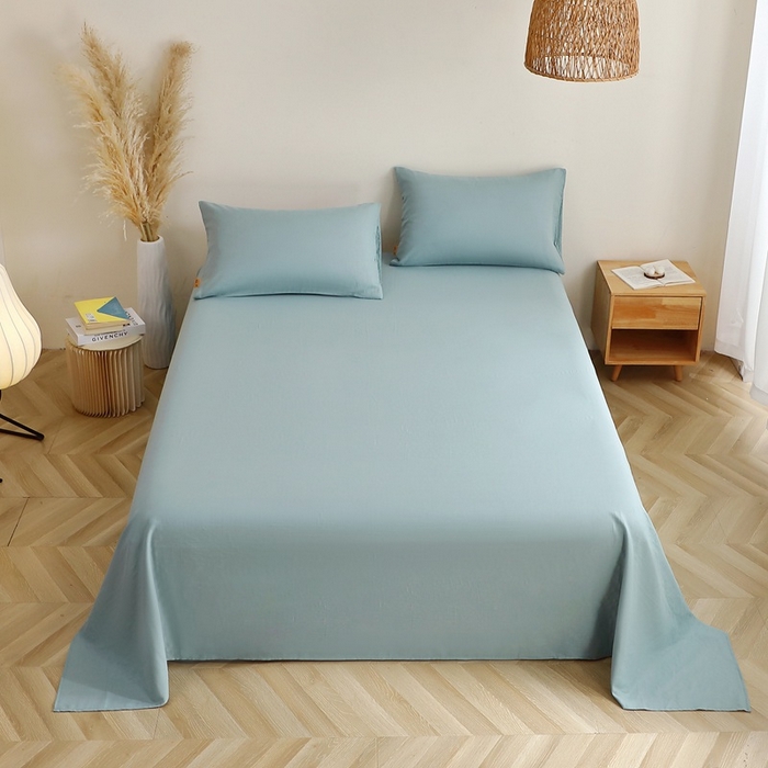 91家纺网 家纺一手货源 找家纺 晶缦家纺 2026新款纯棉纯色A类全棉双层纱单品床单床单单件单床单（水洗预处理）-觅琳系列 觅琳-桃青蓝