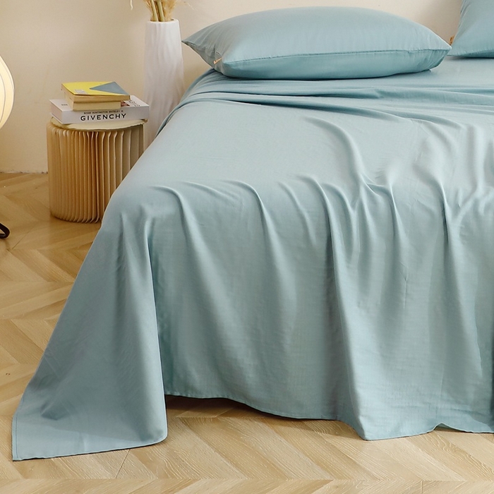 91家纺网 家纺一手货源 找家纺 晶缦家纺 2026新款纯棉纯色A类全棉双层纱单品床单床单单件单床单（水洗预处理）-觅琳系列 觅琳-桃青蓝