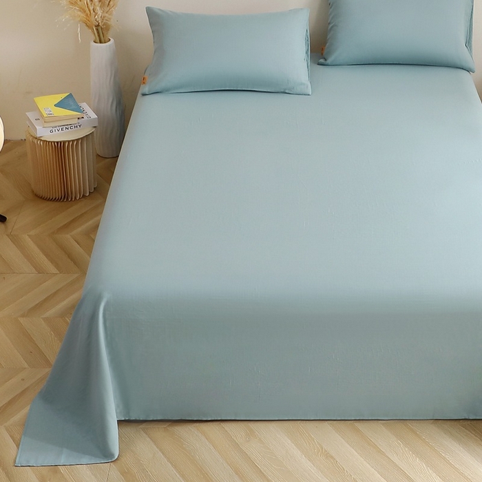 91家纺网 家纺一手货源 找家纺 晶缦家纺 2026新款纯棉纯色A类全棉双层纱单品床单床单单件单床单（水洗预处理）-觅琳系列 觅琳-桃青蓝