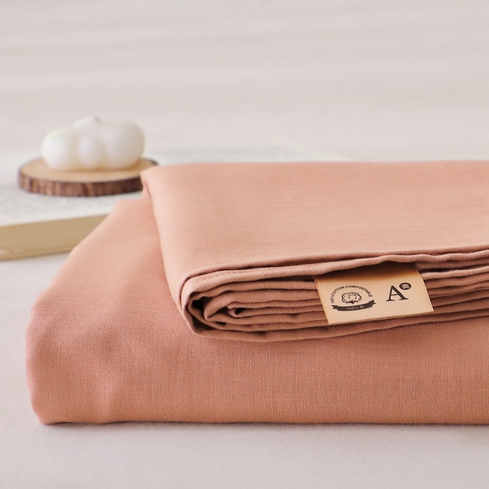 91家纺网 家纺一手货源 找家纺 晶缦家纺 2026新款纯棉纯色A类全棉双层纱单品床单床单单件单床单（水洗预处理）-觅琳系列 觅琳-赭石棕