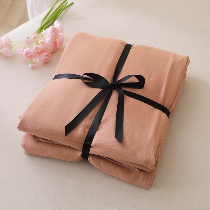 91家纺网 家纺一手货源 找家纺 晶缦家纺 2026新款纯棉纯色A类全棉双层纱单品床单床单单件单床单（水洗预处理）-觅琳系列 觅琳-赭石棕