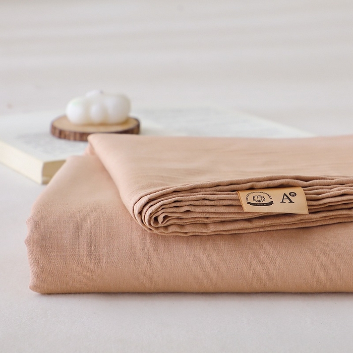 91家纺网 家纺一手货源 找家纺 晶缦家纺 2026新款纯棉纯色A类全棉双层纱单品床单床单单件单床单（水洗预处理）-觅琳系列 觅琳-朱颜酡