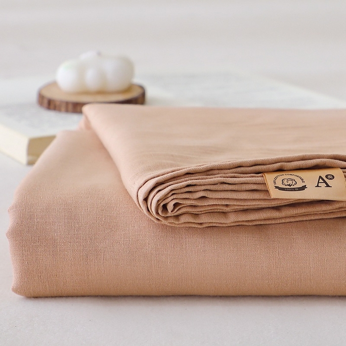 91家纺网 家纺一手货源 找家纺 晶缦家纺 2026新款纯棉纯色A类全棉双层纱单品床单床单单件单床单（水洗预处理）-觅琳系列 觅琳-朱颜酡