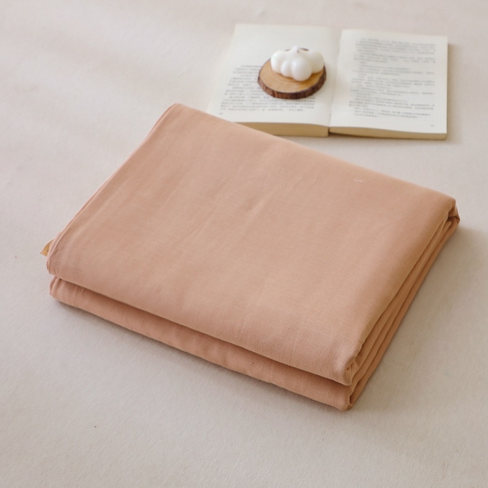 91家纺网 家纺一手货源 找家纺 晶缦家纺 2026新款纯棉纯色A类全棉双层纱单品床单床单单件单床单（水洗预处理）-觅琳系列 觅琳-朱颜酡