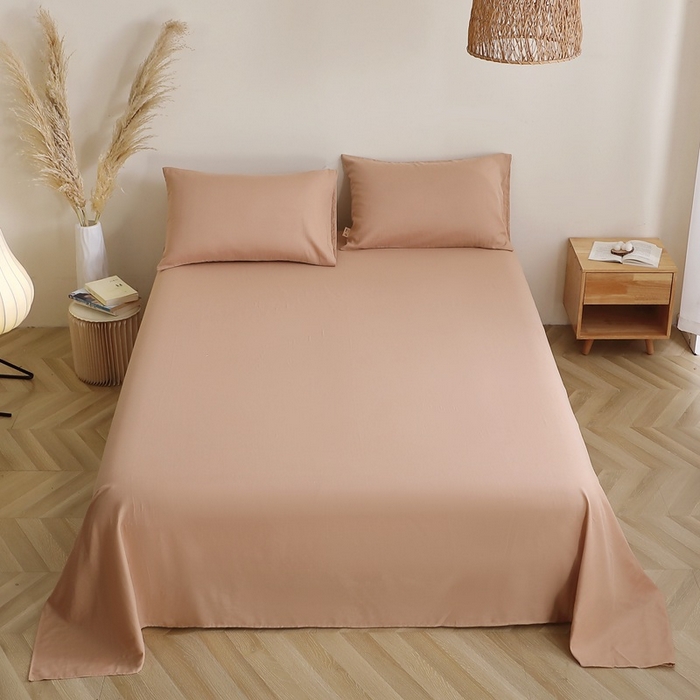 91家纺网 家纺一手货源 找家纺 晶缦家纺 2026新款纯棉纯色A类全棉双层纱单品床单床单单件单床单（水洗预处理）-觅琳系列 觅琳-朱颜酡