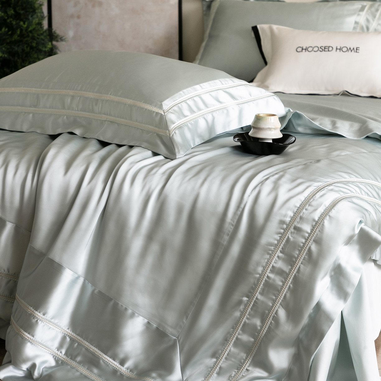 91家纺网 家纺一手货源 找家纺 初拾 2026新款高精密简奢绣花四件套-仙度瑞拉 仙度瑞拉-海边蓝