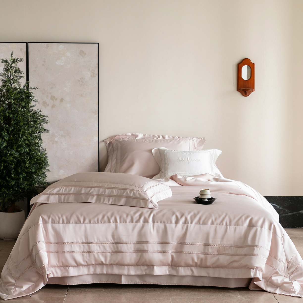 初拾 2026新款高精密简奢绣花四件套-仙度瑞拉 仙度瑞拉-少女粉