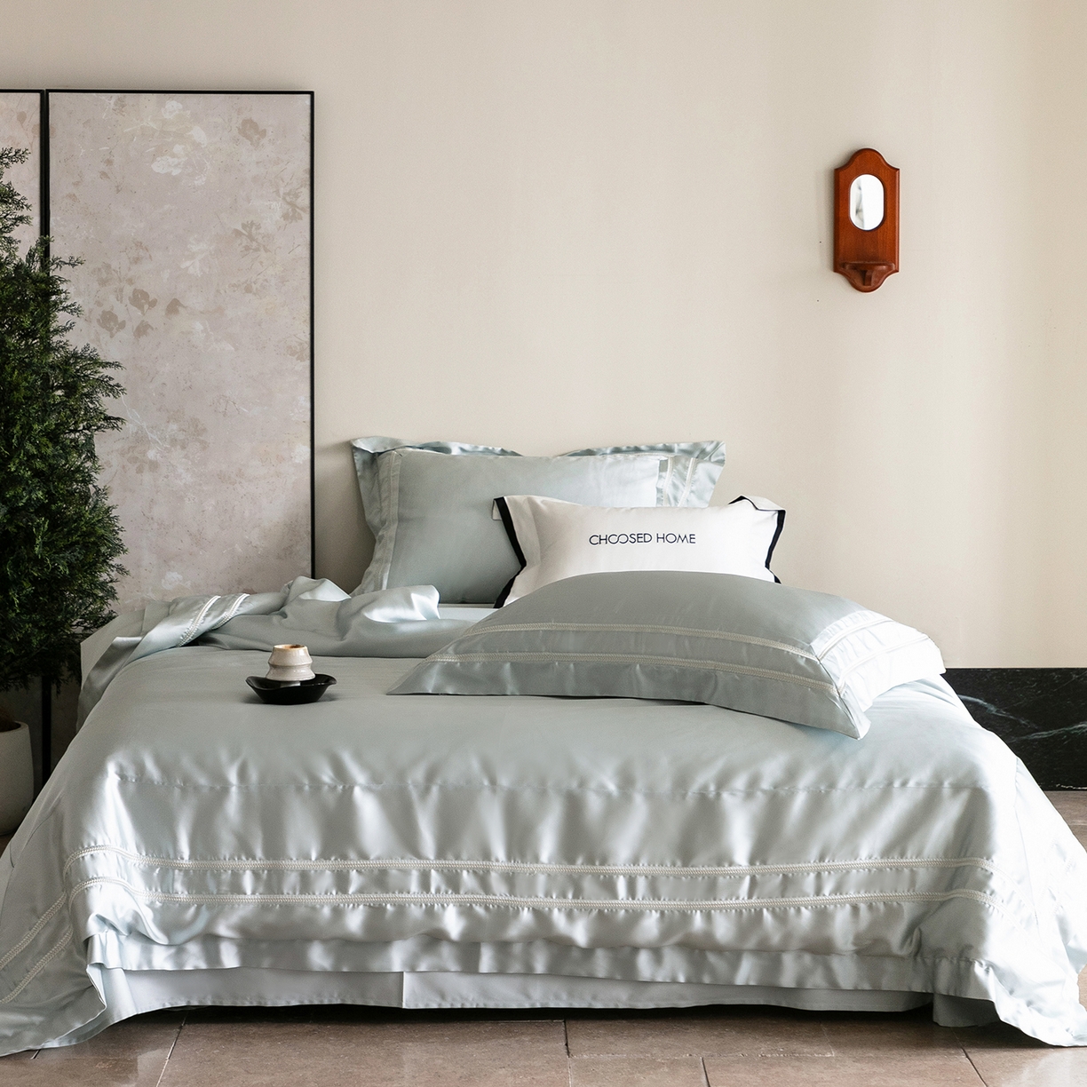 初拾 2026新款高精密简奢绣花四件套-仙度瑞拉 仙度瑞拉-海边蓝