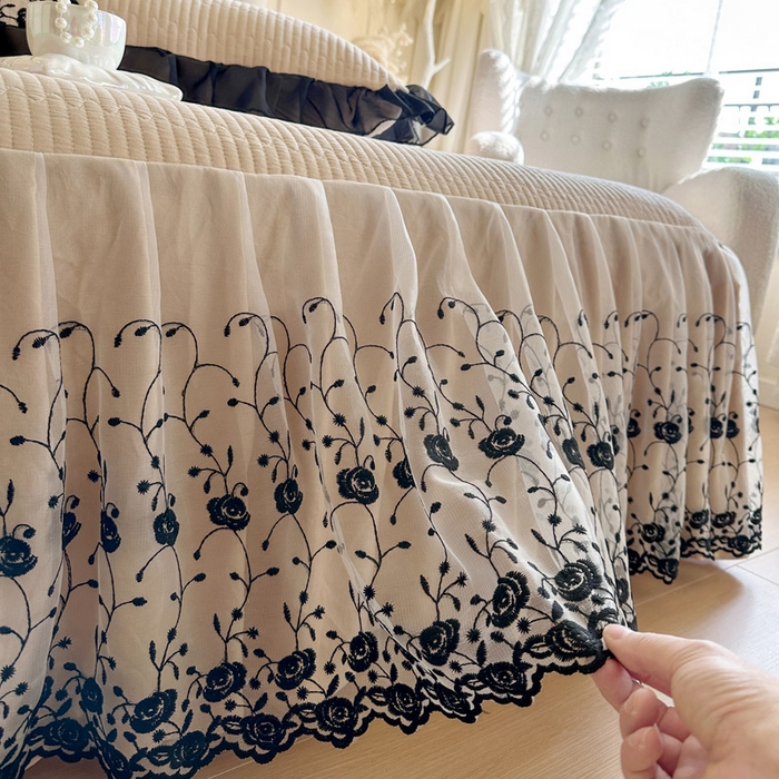 91家纺网 家纺一手货源 找家纺 瑞宝 2026新款泡芙棉花边床裙四件套-南法玫瑰 南法玫瑰-奶茶色