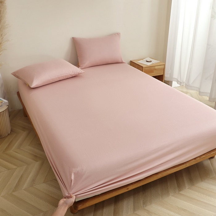 91家纺网 家纺一手货源 找家纺 （总）晶缦家纺 2026新款纯棉纯色A类全棉双层纱单品床笠床笠单件单床笠（水洗预处理）-觅琳系列