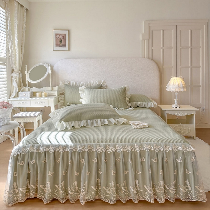 91家纺网 家纺一手货源 找家纺 （总）瑞宝 2026新款泡芙棉花边床裙四件套-米兰系列