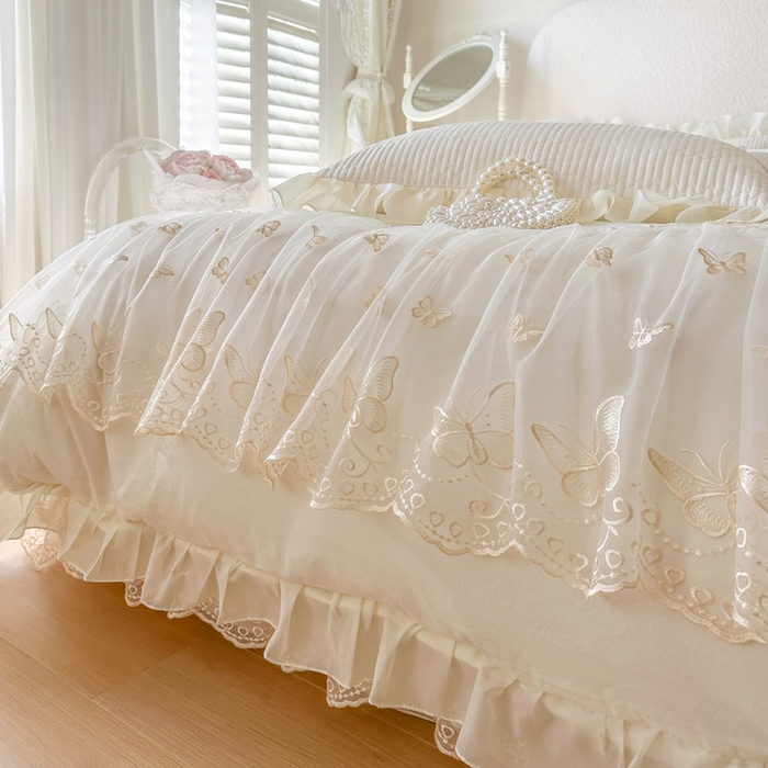 91家纺网 家纺一手货源 找家纺 瑞宝 2026新款泡芙棉花边床裙四件套-米兰系列 米兰-高级米