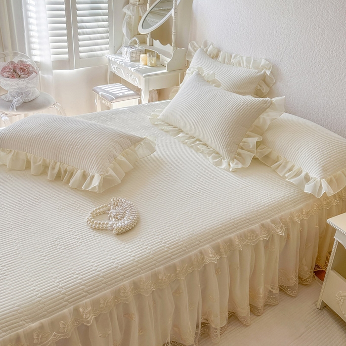 91家纺网 家纺一手货源 找家纺 瑞宝 2026新款泡芙棉花边床裙四件套-米兰系列 米兰-高级米