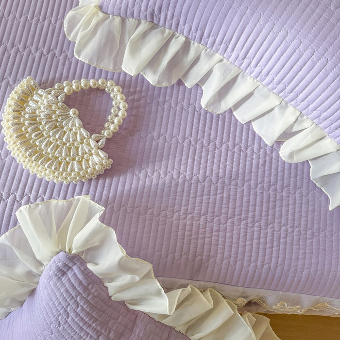 91家纺网 家纺一手货源 找家纺 瑞宝 2026新款泡芙棉花边床裙四件套-米兰系列 米兰-紫色