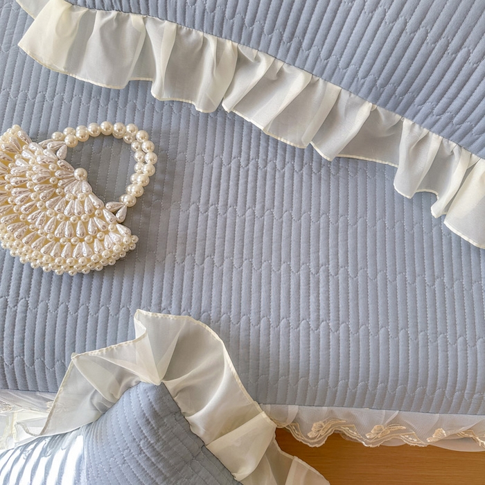 91家纺网 家纺一手货源 找家纺 瑞宝 2026新款泡芙棉花边床裙四件套-米兰系列 米兰-天蓝