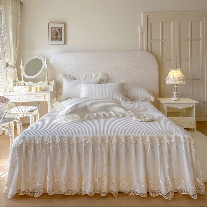 91家纺网 家纺一手货源 找家纺 （总）瑞宝 2026新款泡芙棉花边床裙三件套-米兰系列