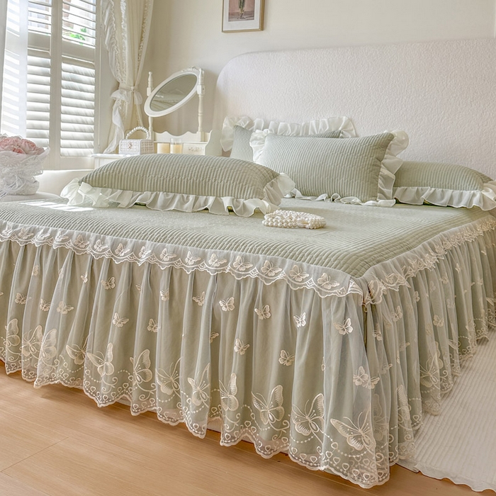 91家纺网 家纺一手货源 找家纺 （总）瑞宝 2026新款泡芙棉花边床裙三件套-米兰系列