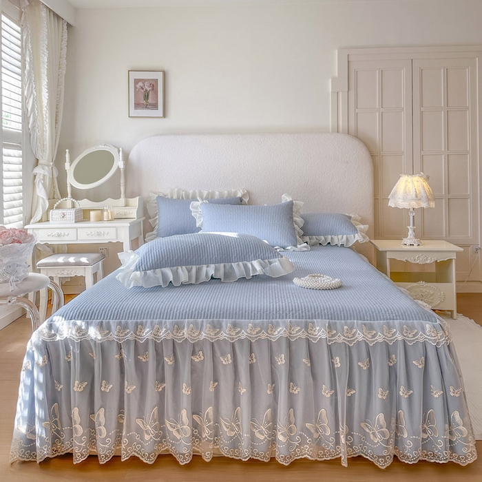 91家纺网 家纺一手货源 找家纺 （总）瑞宝 2026新款泡芙棉花边床裙三件套-米兰系列