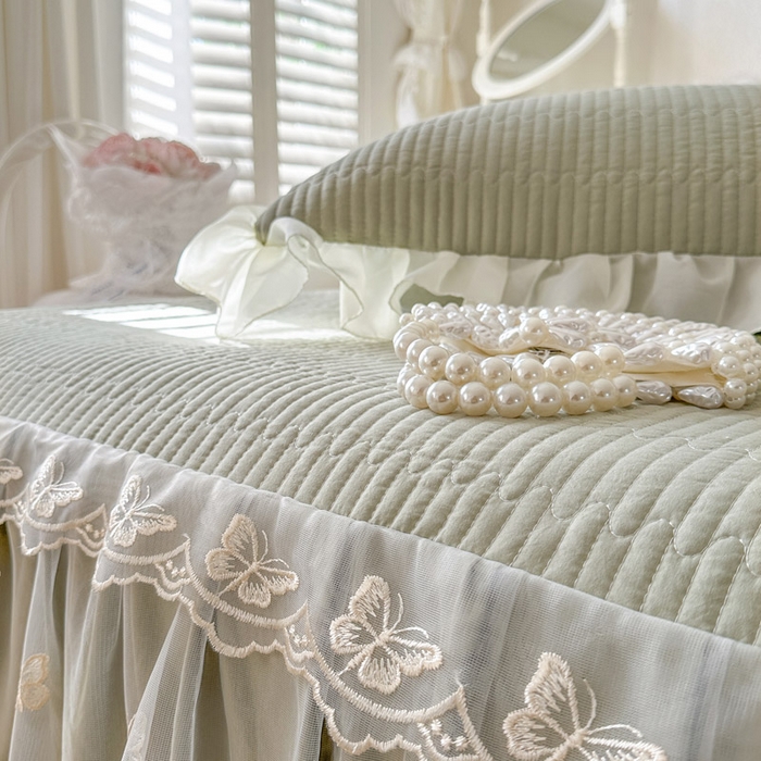 91家纺网 家纺一手货源 找家纺 （总）瑞宝 2026新款泡芙棉花边床裙三件套-米兰系列