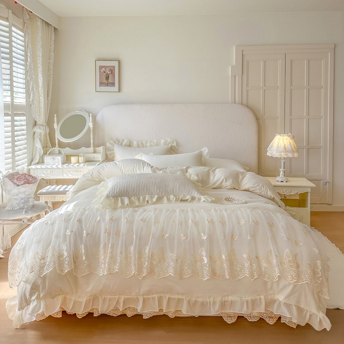 91家纺网 家纺一手货源 找家纺 瑞宝 2026新款泡芙棉花边床裙三件套-米兰系列 米兰-高级米