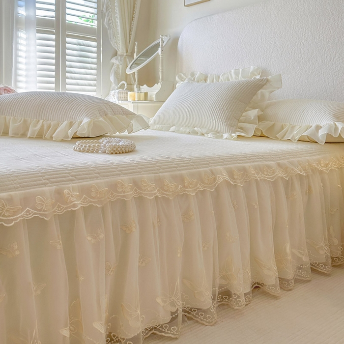 91家纺网 家纺一手货源 找家纺 瑞宝 2026新款泡芙棉花边床裙三件套-米兰系列 米兰-高级米