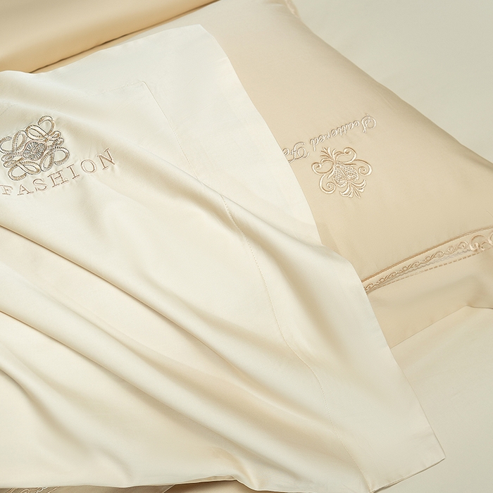 91家纺网 家纺一手货源 找家纺 诗黛尔 2026春夏新款长绒棉刺绣 克罗星系列 克罗星-卡其色