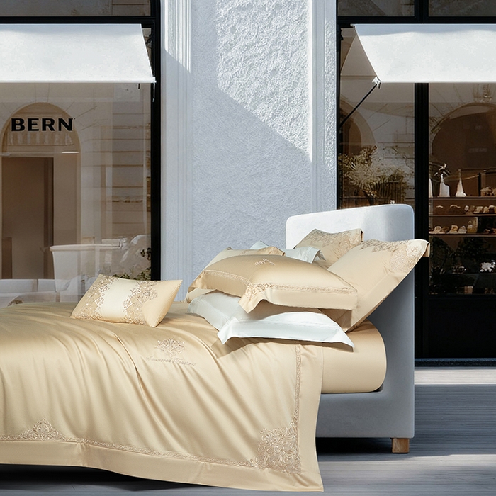 91家纺网 家纺一手货源 找家纺 诗黛尔 2026春夏新款长绒棉刺绣 克罗星系列 克罗星-卡其色