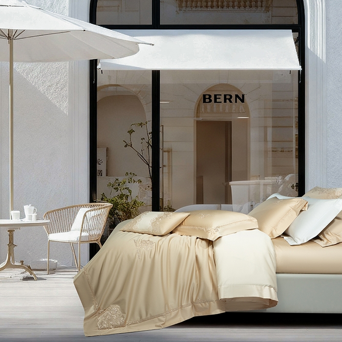 91家纺网 家纺一手货源 找家纺 诗黛尔 2026春夏新款长绒棉刺绣 克罗星系列 克罗星-卡其色