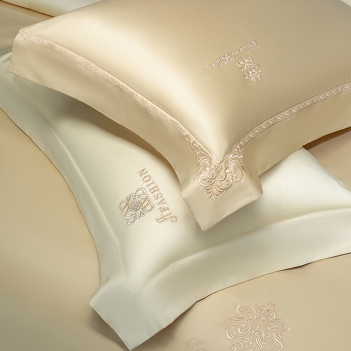 91家纺网 家纺一手货源 找家纺 诗黛尔 2026春夏新款长绒棉刺绣 克罗星系列 克罗星-卡其色