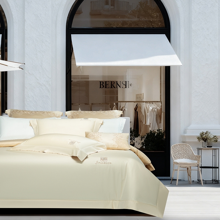 91家纺网 家纺一手货源 找家纺 诗黛尔 2026春夏新款长绒棉刺绣 克罗星系列 克罗星-卡其色