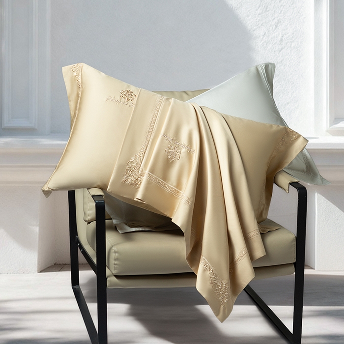 91家纺网 家纺一手货源 找家纺 诗黛尔 2026春夏新款长绒棉刺绣 克罗星系列 克罗星-卡其色