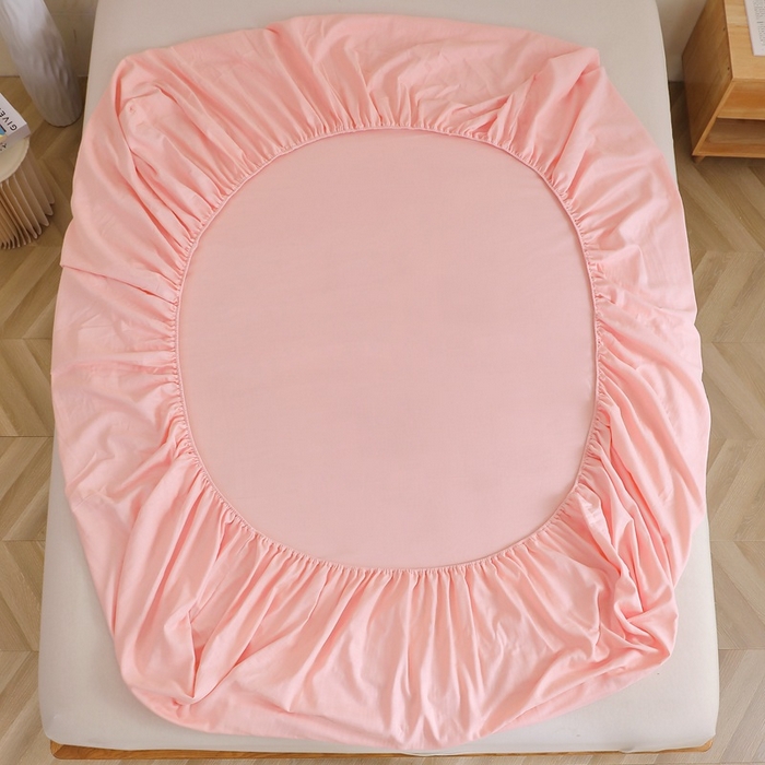 91家纺网 家纺一手货源 找家纺 晶缦家纺 2026新款纯棉纯色A类全棉双层纱单品床笠床笠单件单床笠（水洗预处理）-觅琳系列 觅琳-暮云粉