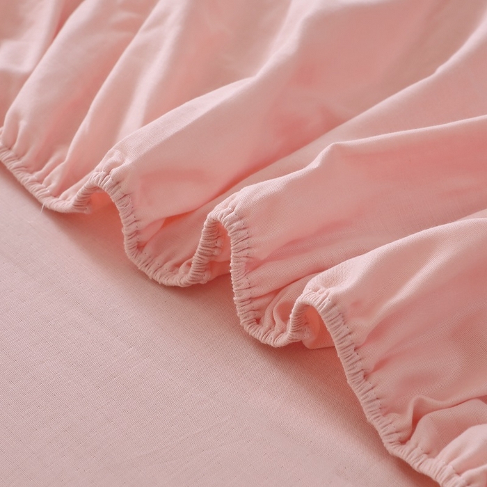 91家纺网 家纺一手货源 找家纺 晶缦家纺 2026新款纯棉纯色A类全棉双层纱单品床笠床笠单件单床笠（水洗预处理）-觅琳系列 觅琳-暮云粉