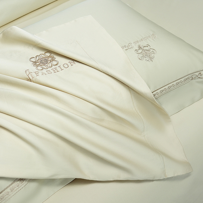 91家纺网 家纺一手货源 找家纺 诗黛尔 2026春夏新款长绒棉刺绣 克罗星系列 克罗星-油果绿