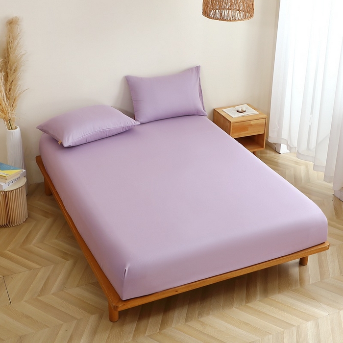 91家纺网 家纺一手货源 找家纺 晶缦家纺 2026新款纯棉纯色A类全棉双层纱单品床笠床笠单件单床笠（水洗预处理）-觅琳系列 觅琳-木槿紫