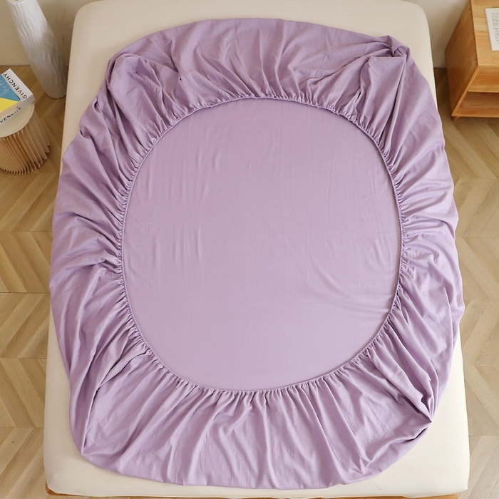 91家纺网 家纺一手货源 找家纺 晶缦家纺 2026新款纯棉纯色A类全棉双层纱单品床笠床笠单件单床笠（水洗预处理）-觅琳系列 觅琳-木槿紫