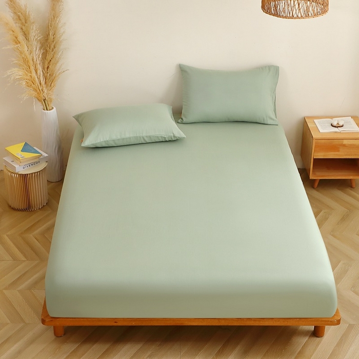 91家纺网 家纺一手货源 找家纺 晶缦家纺 2026新款纯棉纯色A类全棉双层纱单品床笠床笠单件单床笠（水洗预处理）-觅琳系列 觅琳-嫩荷绿