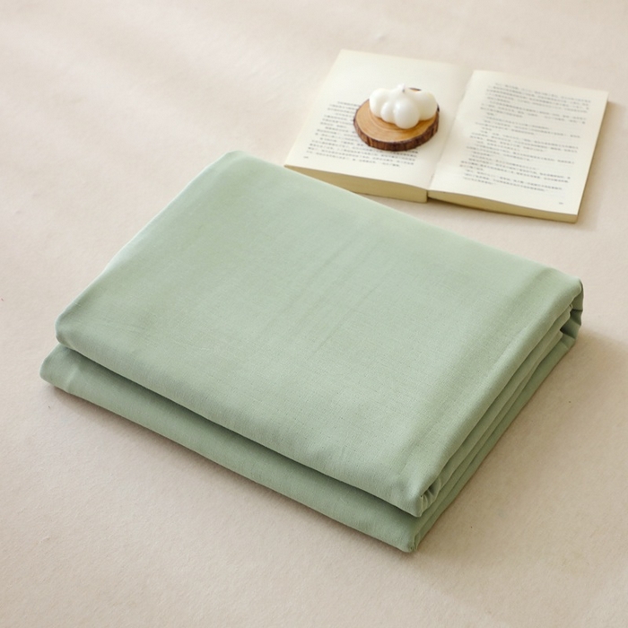 91家纺网 家纺一手货源 找家纺 晶缦家纺 2026新款纯棉纯色A类全棉双层纱单品床笠床笠单件单床笠（水洗预处理）-觅琳系列 觅琳-嫩荷绿