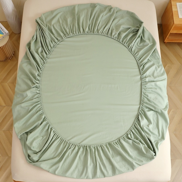 91家纺网 家纺一手货源 找家纺 晶缦家纺 2026新款纯棉纯色A类全棉双层纱单品床笠床笠单件单床笠（水洗预处理）-觅琳系列 觅琳-嫩荷绿