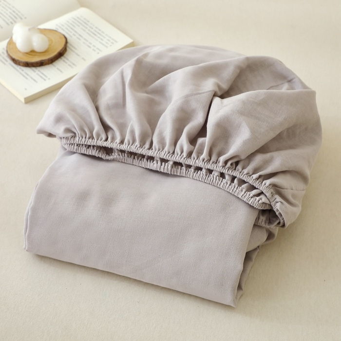 91家纺网 家纺一手货源 找家纺 晶缦家纺 2026新款纯棉纯色A类全棉双层纱单品床笠床笠单件单床笠（水洗预处理）-觅琳系列 觅琳-暖藕灰