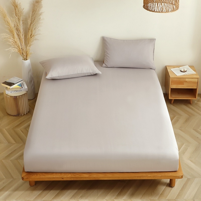 91家纺网 家纺一手货源 找家纺 晶缦家纺 2026新款纯棉纯色A类全棉双层纱单品床笠床笠单件单床笠（水洗预处理）-觅琳系列 觅琳-暖藕灰