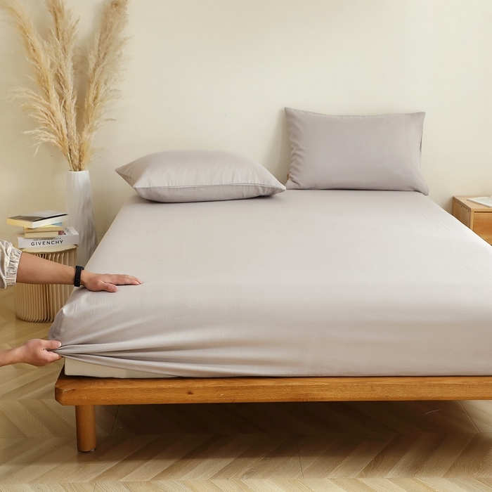 91家纺网 家纺一手货源 找家纺 晶缦家纺 2026新款纯棉纯色A类全棉双层纱单品床笠床笠单件单床笠（水洗预处理）-觅琳系列 觅琳-暖藕灰