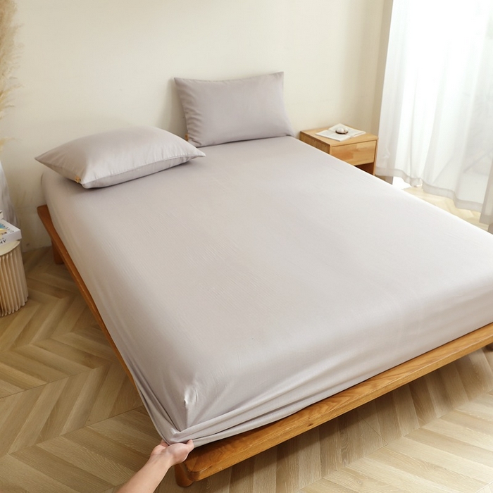 91家纺网 家纺一手货源 找家纺 晶缦家纺 2026新款纯棉纯色A类全棉双层纱单品床笠床笠单件单床笠（水洗预处理）-觅琳系列 觅琳-暖藕灰