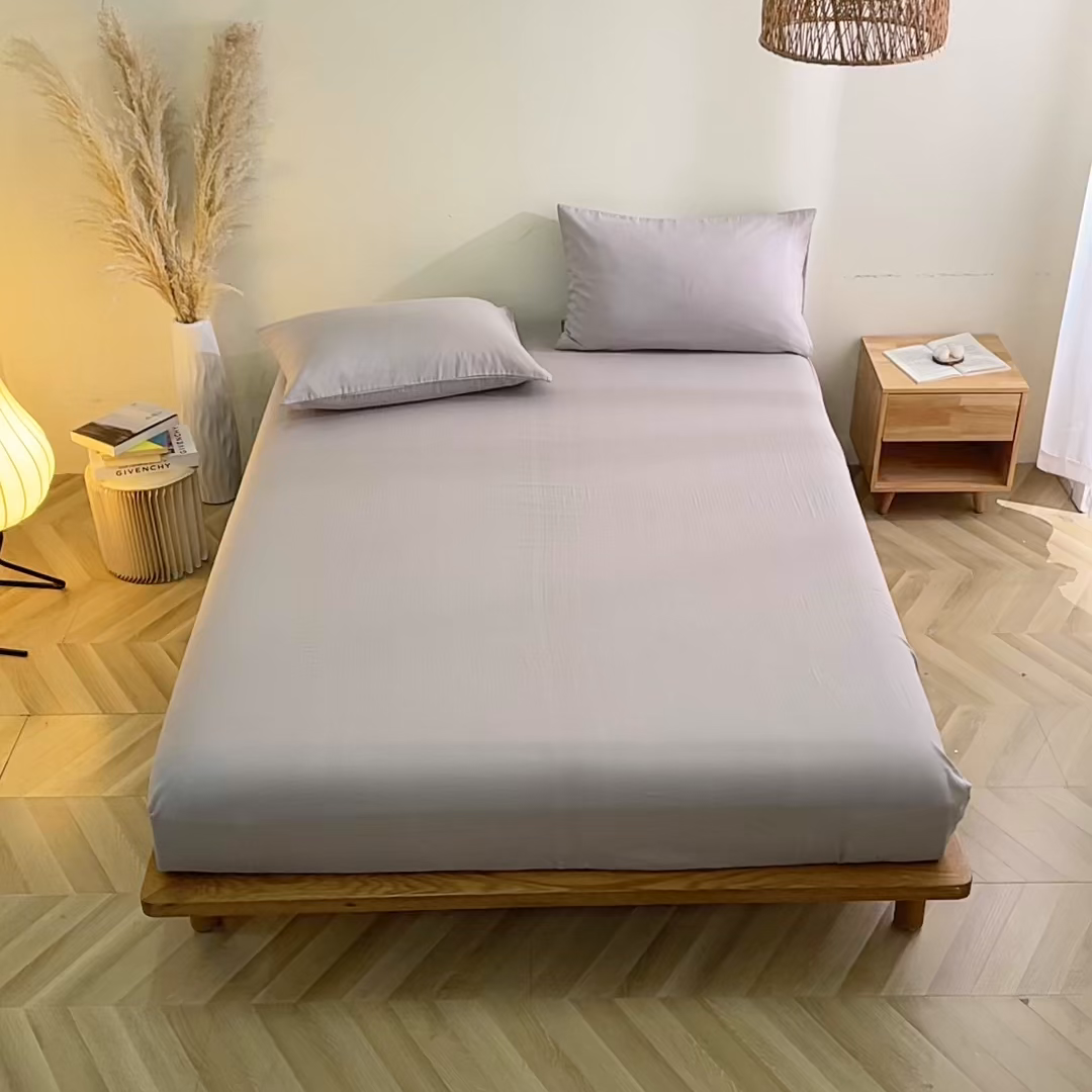 91家纺网 家纺一手货源 找家纺 晶缦家纺 2026新款纯棉纯色A类全棉双层纱单品床笠床笠单件单床笠（水洗预处理）-觅琳系列 觅琳-暖藕灰