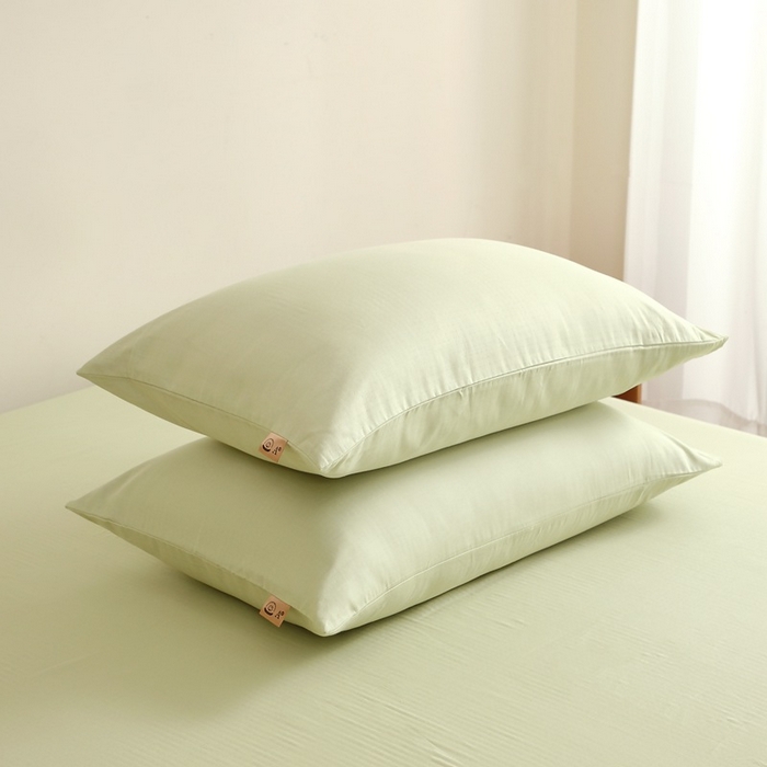 91家纺网 家纺一手货源 找家纺 晶缦家纺 2026新款纯棉纯色A类全棉双层纱单品床笠床笠单件单床笠（水洗预处理）-觅琳系列 觅琳-浅春绿