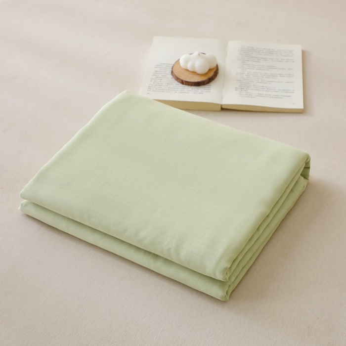 91家纺网 家纺一手货源 找家纺 晶缦家纺 2026新款纯棉纯色A类全棉双层纱单品床笠床笠单件单床笠（水洗预处理）-觅琳系列 觅琳-浅春绿