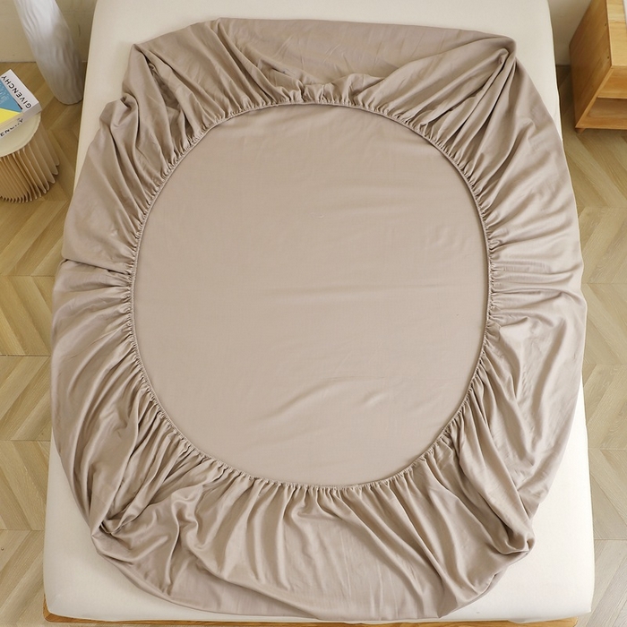 91家纺网 家纺一手货源 找家纺 晶缦家纺 2026新款纯棉纯色A类全棉双层纱单品床笠床笠单件单床笠（水洗预处理）-觅琳系列 觅琳-浅卡其