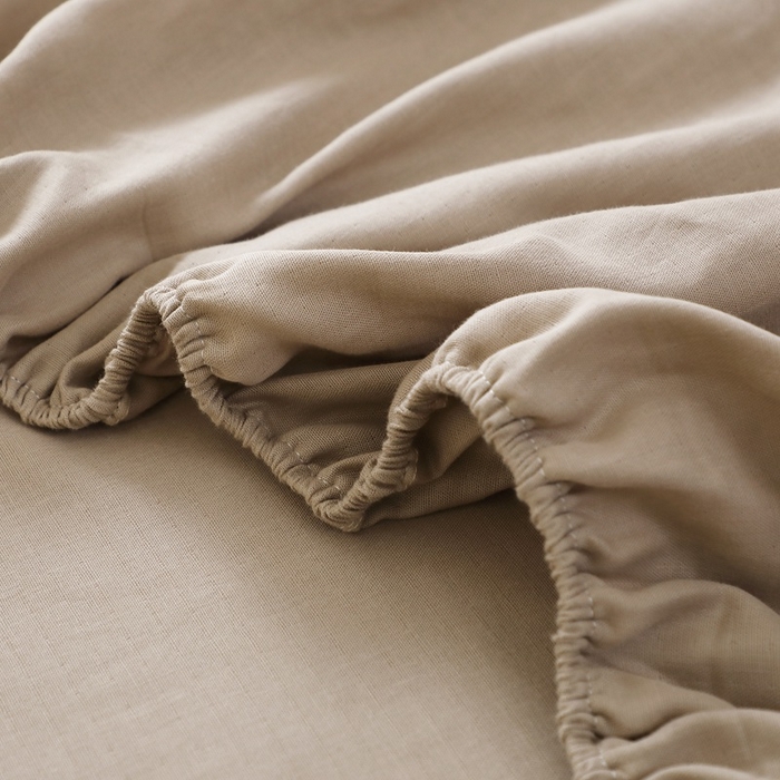 91家纺网 家纺一手货源 找家纺 晶缦家纺 2026新款纯棉纯色A类全棉双层纱单品床笠床笠单件单床笠（水洗预处理）-觅琳系列 觅琳-浅卡其