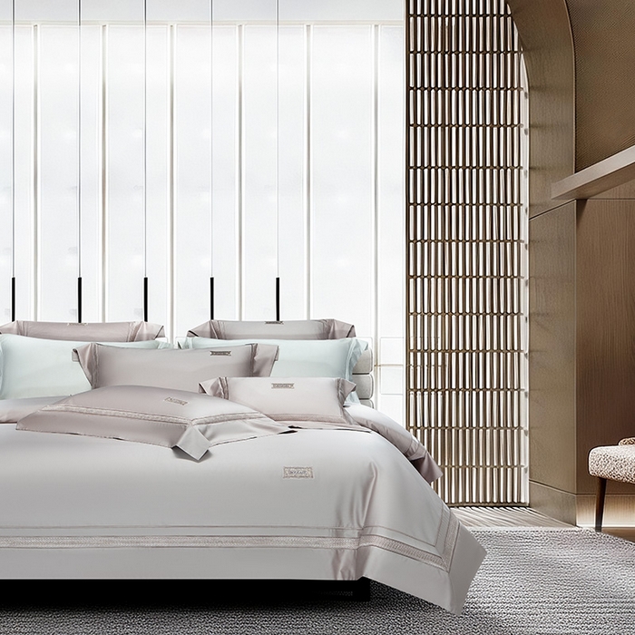 91家纺网 家纺一手货源 找家纺 诗黛尔 2026春夏新款长绒棉刺绣 兰博系列 淡雅紫