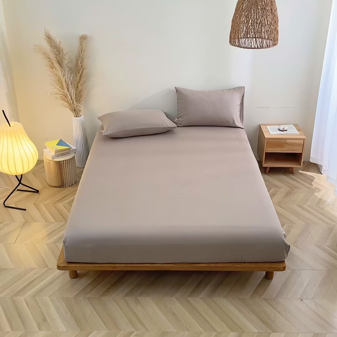 91家纺网 家纺一手货源 找家纺 晶缦家纺 2026新款纯棉纯色A类全棉双层纱单品床笠床笠单件单床笠（水洗预处理）-觅琳系列 觅琳-浅卡其